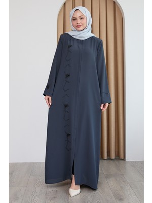 inStyle Pul Desenli Düz Antrasit Ferace