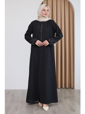 inStyle Papatya Taşlı Siyah Ferace