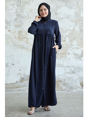 inStyle Arkadan Püskül Detay Büzgü Lacivert Ferace