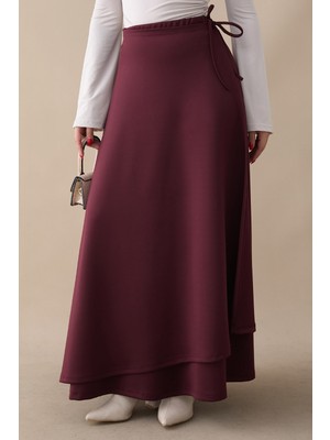 inStyle Yandan Bağlamalı Bordo Scuba Etek