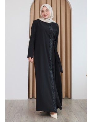 inStyle Boydan Üçgen Taşlı Siyah Ferace