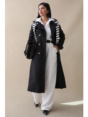 inStyle Arkası Zincir Detay Siyah Trençkot