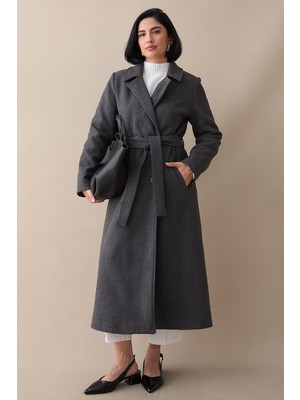 inStyle Astarlı Kaşe Kruvaze Antrasit Kaban