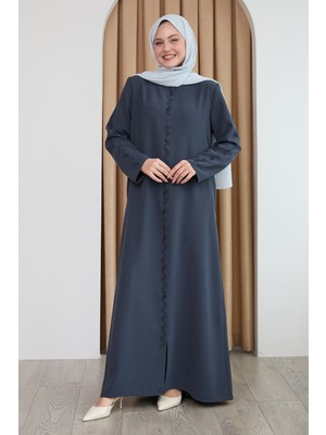 inStyle Sarmal Taş Desenli Antrasit Ferace