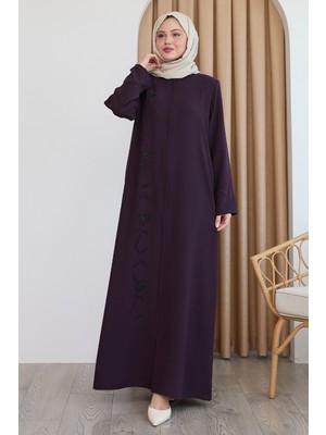 inStyle Pul Desenli Düz Mor Ferace