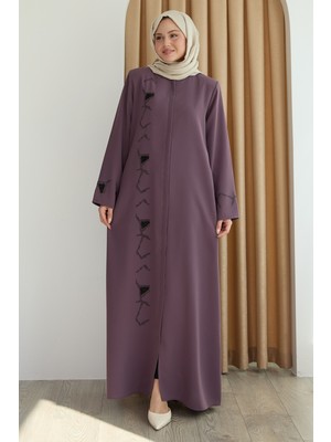 inStyle Pul Desenli Düz Gül Kurusu Ferace