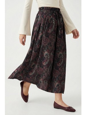 inStyle Şal Desen Astarlı Siyah Etek