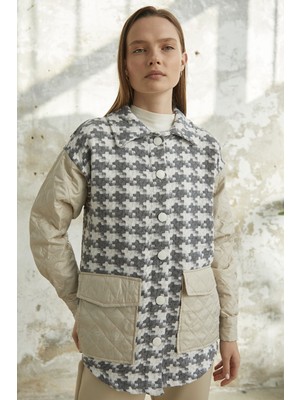 inStyle Kazayağı Desen Kapitone Gri Ceket