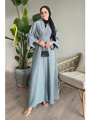 inStyle Kolu Ipli Büzgülü Mint Abaya