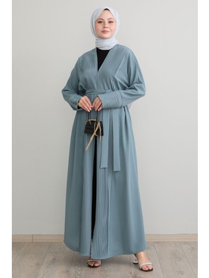 inStyle Boydan Pileli Detay Uzun Mint Abaya