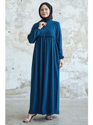 inStyle Arkadan Püskül Detay Büzgü Indigo Ferace