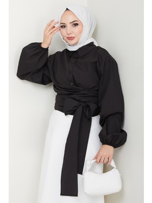 inStyle Poplin Bağlamalı Gömlek Siyah