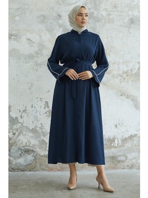 inStyle Salvia Salaş Kol Biye Desenli Lacivert Ferace