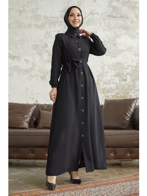 inStyle Linny Düğmeli Gömlek Yaka Siyah Ferace