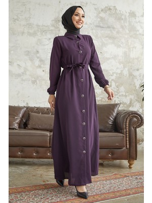 inStyle Linny Düğmeli Gömlek Yaka Mor Ferace