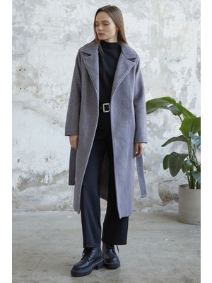 inStyle Kaşe Kuşaklı Astarlı Kaban - Antrasit