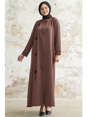 inStyle Baklava Detay Taş Kahve Ferace