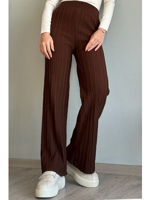 inStyle Kalın Fitilli Acı Kahve Triko Pantolon