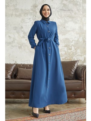 inStyle Linny Düğmeli Gömlek Yaka Indigo Ferace