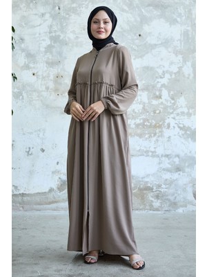 inStyle Arkadan Püskül Detay Büzgü Bej Ferace