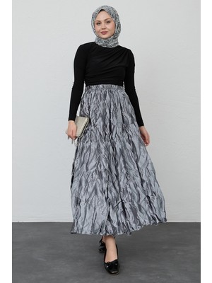 inStyle Saten Kraş Gri Etek