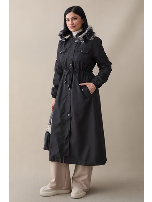 inStyle Cebi Kapaklı Içi Polar 0880 Kaban - Siyah