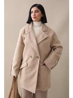 inStyle Kolu Apolet Detay Kaşe Kaban - Bej