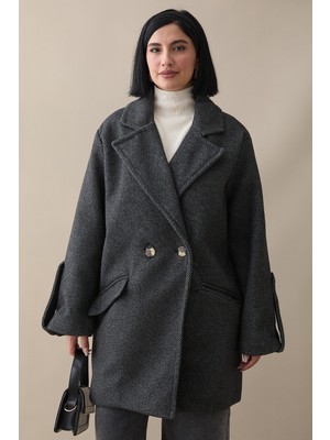 inStyle Kolu Apolet Detay Kaşe Kaban - Antrasit