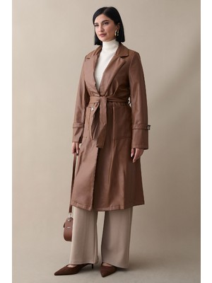 inStyle Anyora Kruvaze Yaka Deri Taba Trenç