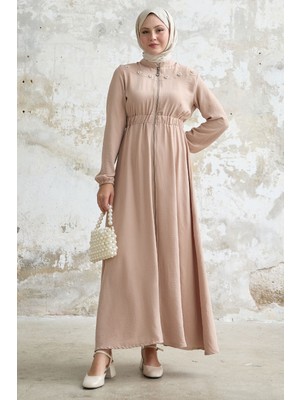 inStyle Çiçek Inci Robalı Lastikli Bej Ferace