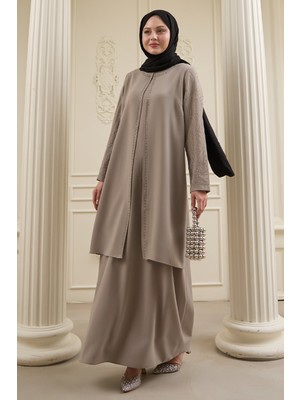 inStyle Nakışlı Kapak Detay Taş Ferace