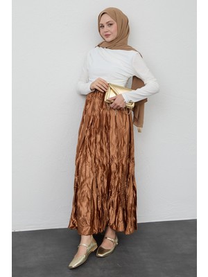 inStyle Saten Kraş Camel Etek