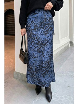 inStyle Zebra Desenli Mavi Saten Etek