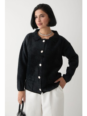 inStyle Boncuk Cep Detaylı Siyah Hırka