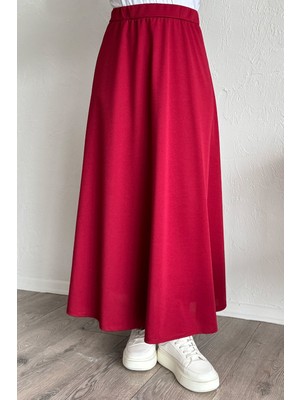 inStyle Duble Örme Kumaş Etek - Kırmızı