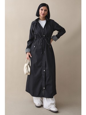 inStyle Çizgi Desen Trençkot - Siyah