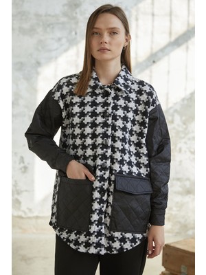 inStyle Kazayağı Desen Kapitone Siyah Ceket