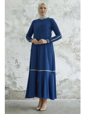 inStyle Hazel Şerit Desen Ribanalı Indigo Ferace