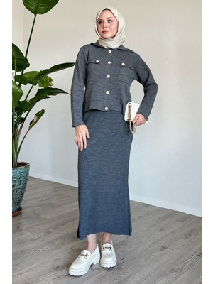 inStyle Etekli Ceketli Antrasit Takım