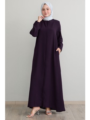 inStyle Kolları Yaprak Incili Mürdüm Ferace