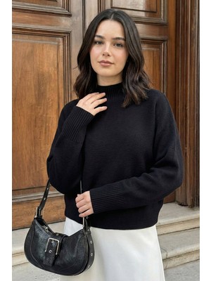 inStyle Yarasa Kol Siyah Triko Kazak