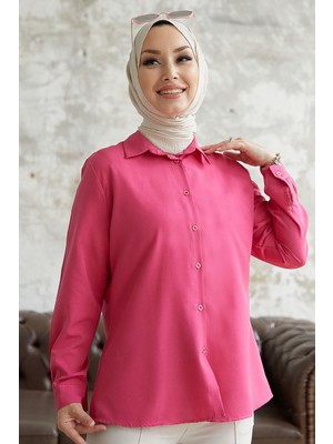 inStyle Nilda Basic Fuşya Gömlek