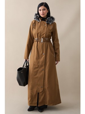 inStyle Florie Kemerli Cepli Uzun Kaban - Taba