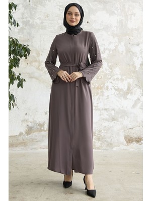 inStyle Kolları Taş Işleme Sütlü Kahve Ferace