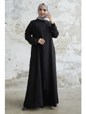 inStyle Taş Roba Detaylı Siyah Ferace