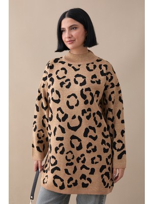 inStyle Simli Desenli Camel Triko Kazak