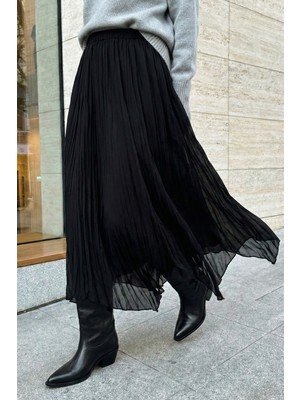 inStyle Asimetrik Siyah Tül Etek