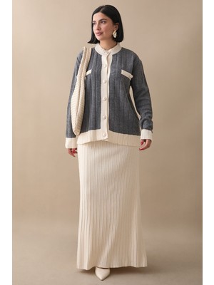 inStyle Etekli Hırkalı Antrasit Triko Takım