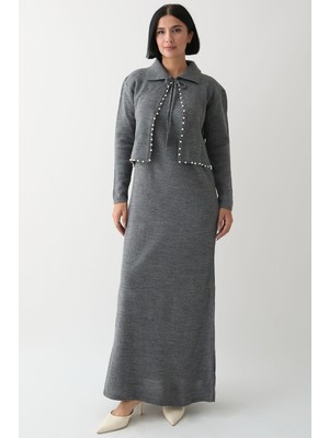 inStyle Incili Bolerolu Antrasit Triko Takım