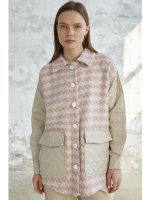 inStyle Kazayağı Desen Kapitone Pudra Ceket